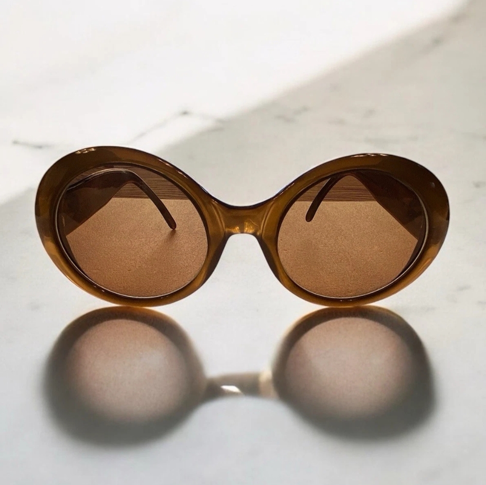 Gucci BROWN/GOLD OVAL OVERSIZED AUTHENTIC VINTAGE SUNGLASSES